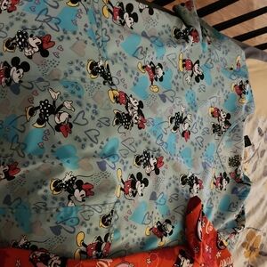 Scrubstar Women's Disney Print Scrub Top - Blue and Black